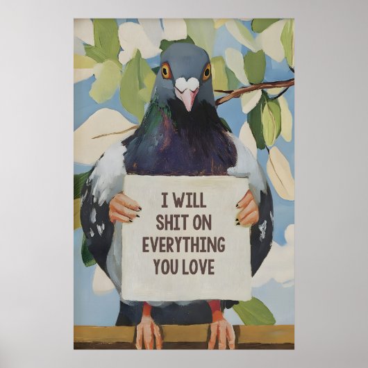 Poster Hilarious Pigeon Bathroom Art Print Quirky Home (Devant)