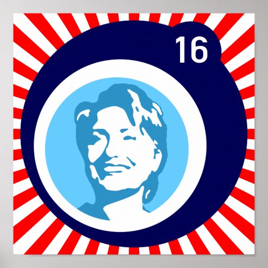 Poster hillary clinton bleuBubble rougeRays (Devant)