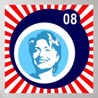 Poster hillary clinton : bulles bleues et rayons rouges :