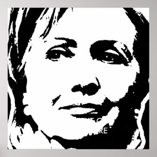POSTER HILLARY CLINTON INK ART
