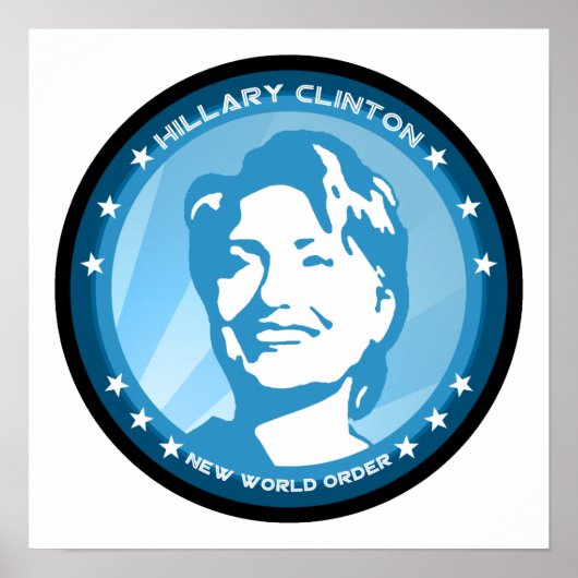 Poster hillary clinton : rayons bleus : (Devant)