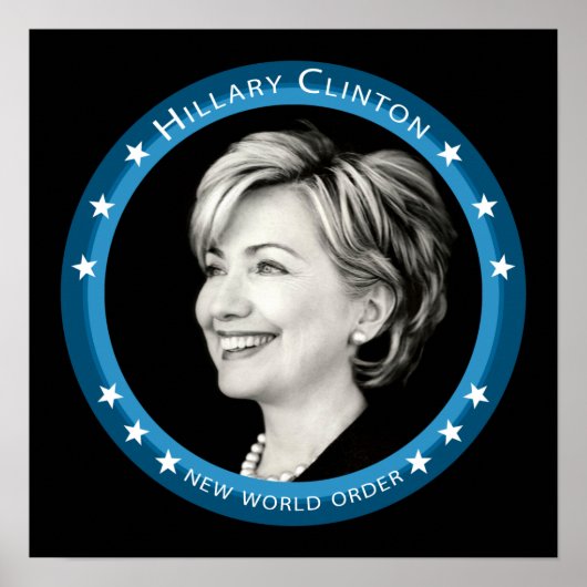Poster hillary clinton : rayons bleus : (Devant)