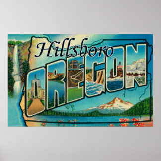 Poster Hillsboro, Oregon - Scènes de grandes lettres