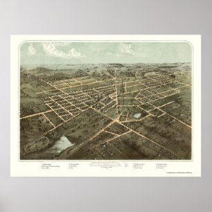 Poster Hillsdale, carte panoramique de MI - 1866