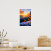 Poster Hilltop Vista d'une vallée remplie de forêts (Cuisine)