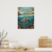 Poster Hilo Hawaii Grande île Côte tropicale rétro (Cuisine)