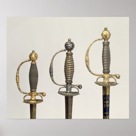 Poster Hiltes de trois épées françaises : une d'acier (Devant)
