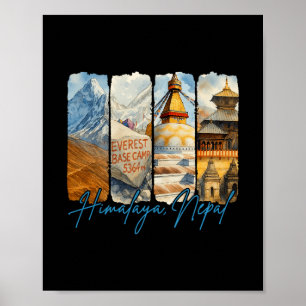 Poster Himalaya Népal Voyager Voyage Coup de Pinceau Souv