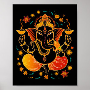 Poster Hindu Ganesha Puja Eléphant Dieu Inde Méditation Y