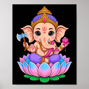 Poster Hindu Ganesha Puja Eléphant Dieu Inde Méditation Y