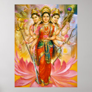 Poster Hindu Trois Déesses Grande toile Imprimée