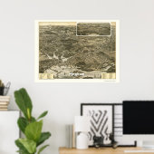 Poster Hingham, MA Carte panoramique - 1885 (Bureau à domicile)