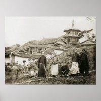 HINGWHA CITY CHINE 1904 PHOTOGRAPHIE TEMPLE GROUPE