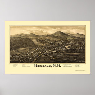 Poster Hinsdale, carte panoramique de NH - 1886