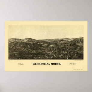 Poster Hinsdale, MA Carte panoramique - 1887