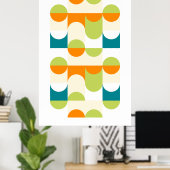 Poster Hip Abstrait demi-cercles Wavy Mosaic Art Motif (Bureau à domicile)