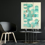 Poster Hip Abstrait demi-cercles Wavy Mosaic Art Motif<br><div class="desc">Beau beige taupe contemporain, crème d'ivoire blanc cassé, bleu turquoise, menthe et bleu clair aqua turquoise couleur vert turquoise demi cercles géométriques et motif en mosaïque carré. Design minimaliste élégant, élégant et éclectique pour le hip-hop artistique, style rétro vintage ou abstrait amateur de motifs géométriques numériques. Associez ce design à...</div>