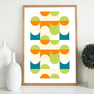 Poster Hip Abstrait demi-cercles Wavy Mosaic Art Motif