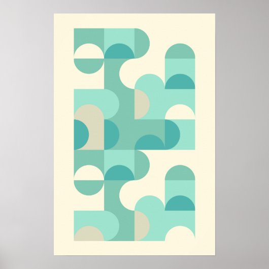 Poster Hip Abstrait demi-cercles Wavy Mosaic Art Motif (Devant)