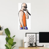 Poster Hip hop cool Bald Guy Singer avec microphone (Bureau à domicile)