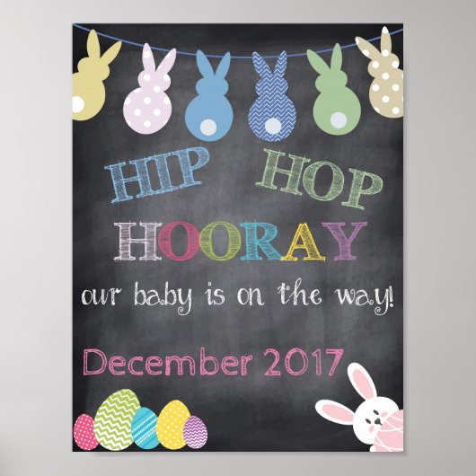 Poster Hip hop Hooray Faire-part de grossesse de Pâques (Devant)