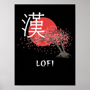 Poster Hip hop japonais Lofi Kanji Cherry Blossom Lofi