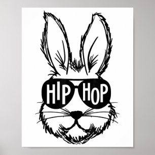 Poster Hip hop Joyeux Visage De Lapin De Pâques Avec Sung