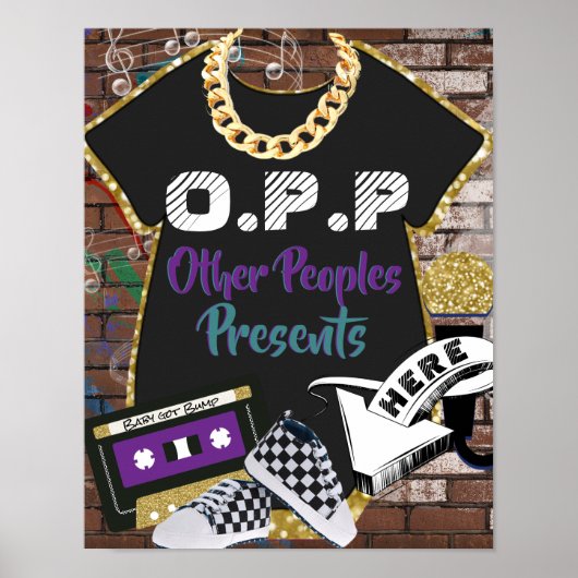 Poster Hip hop O.P.P. Purple|Turquoise table cadeau (Devant)