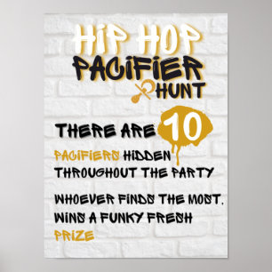 Poster Hip hop Pacifique chasse Baby shower urbain jeu