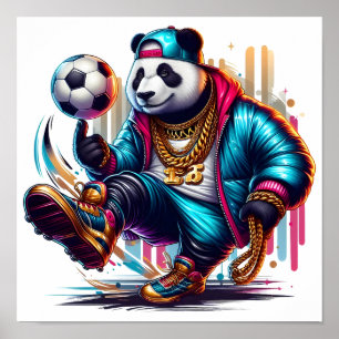 Poster Hip Hop Panda Football de Summer Sports