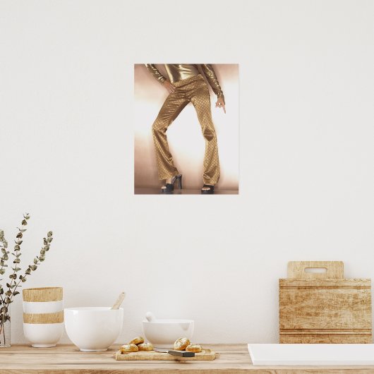 Poster Hip woman in gold disco danser (Cuisine)