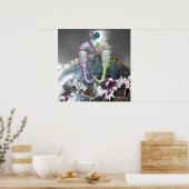 POSTER HIPOCAMPES AMOUREUX, MÈRE DE PERLE ROSE BLANC (Cuisine)