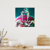 Poster HIPOCAMPES AMOUREUX, Nacre rose sarcelle bleue (Cuisine)