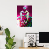 POSTER HIPOCAMPES AMOUREUX ROSE FUCHSIA MÈRE DE PERLE (Bureau à domicile)