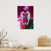 POSTER HIPOCAMPES AMOUREUX ROSE FUCHSIA MÈRE DE PERLE (Cuisine)