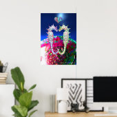 Poster HIPOCAMPES EN AMOUR, Nacre ROSE BLEU (Bureau à domicile)