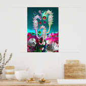 POSTER HIPOCAMPES , ROSE TEINTÉ DE BLEU MÈRE PERLE (Cuisine)