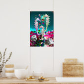 POSTER HIPOCAMPES , ROSE TEINTÉ DE BLEU MÈRE PERLE (Cuisine)