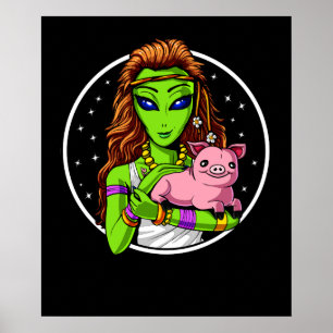 Poster Hippie Alien Vegan Girl