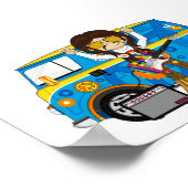 Poster Hippie Boy avec Guitare & Camper Van (Coin)