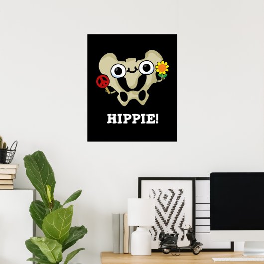 Poster Hippie Funny Hip Bone Pun Dark BG (Bureau à domicile)