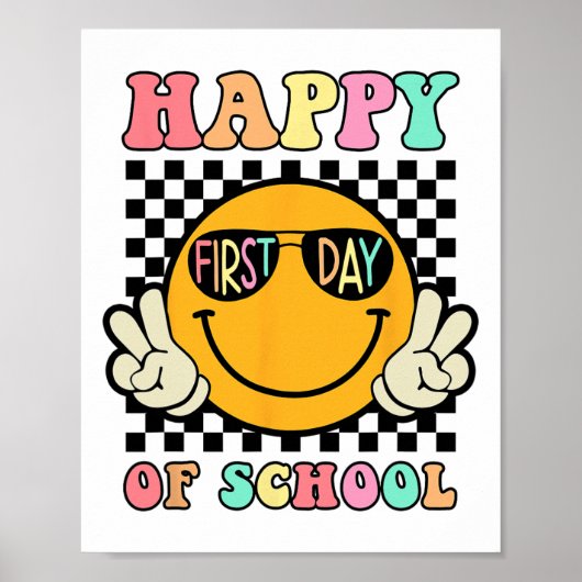 Poster Hippie Happy First Day Of School For Teacher Kids  (Devant)