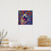 Poster Hippie Happy Great Pyrenees Portrait d'art chien (Cuisine)