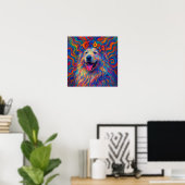 Poster Hippie Happy Great Pyrenees Portrait d'art chien (Bureau à domicile)