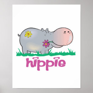 Poster hippie hippo
