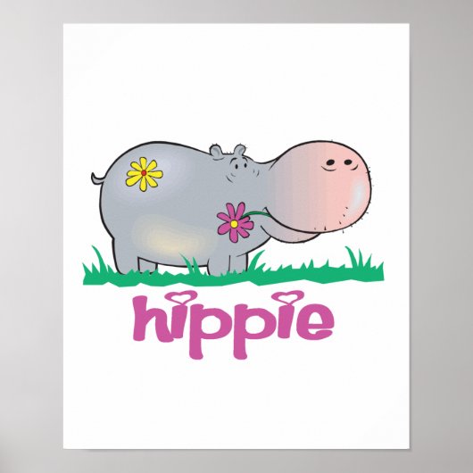 Poster hippie hippo (Devant)