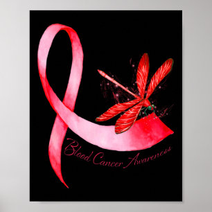 Poster Hippie Libellule Ruban Rouge Sensibilisation au Ca
