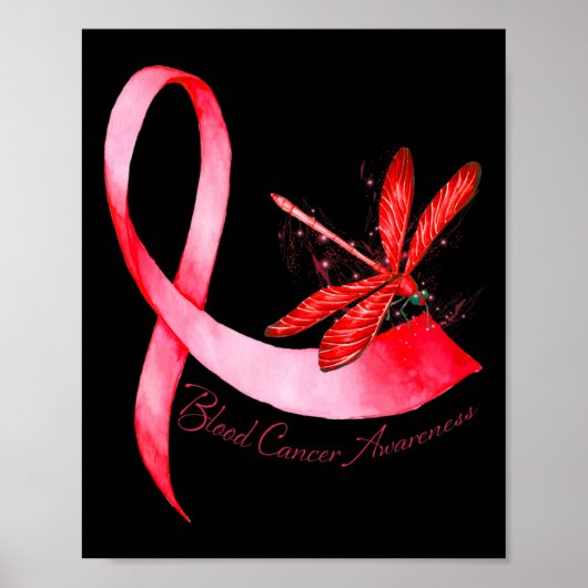 Poster Hippie Libellule Ruban Rouge Sensibilisation au Ca (Devant)