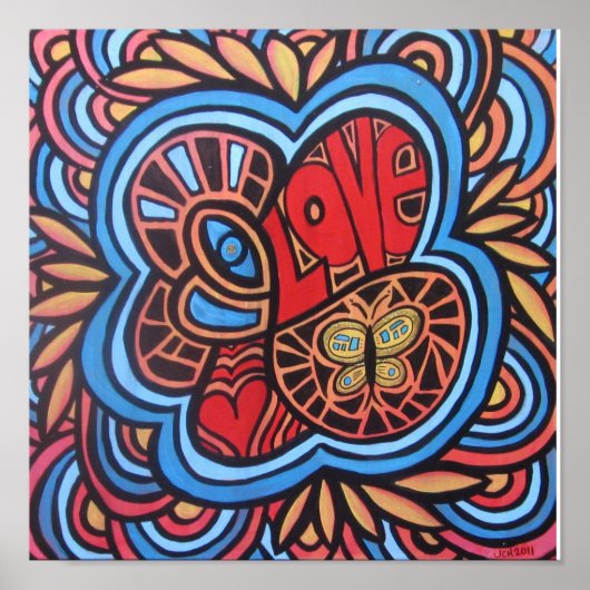 Poster Hippie Love Art Acrylique (Devant)