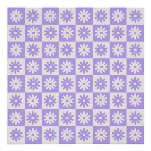 Poster Hippie Motif de tableau de bord de fleurs violet (Devant)